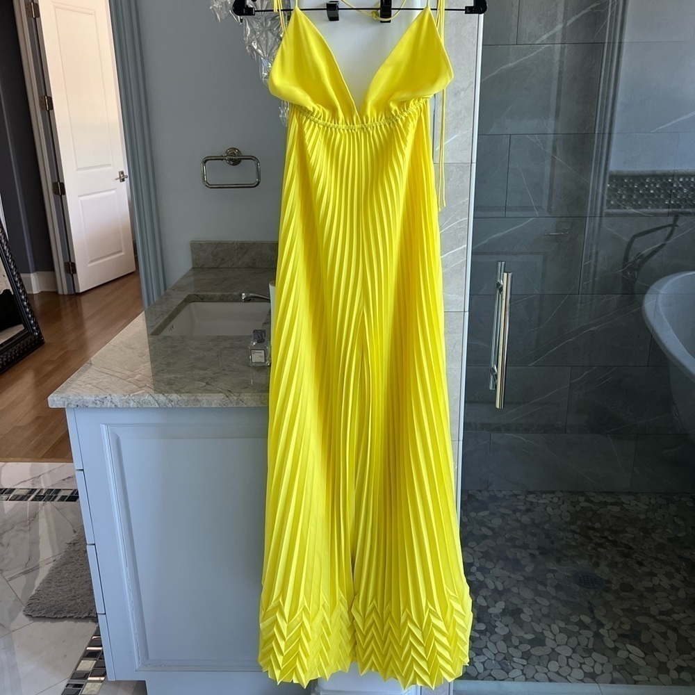 ALICE + OLIVIA Adalyn Pleated Halter Jumpsuit - Picture 7 of 13